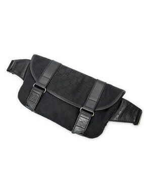 Gucci Flap Waist Bag Black GG Canvas